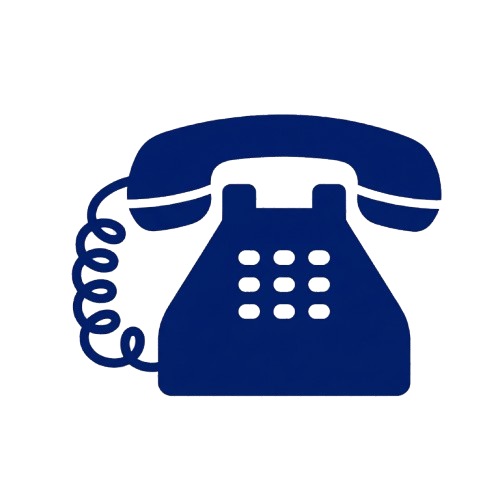 Ícone azul de telefone antigo com fio.