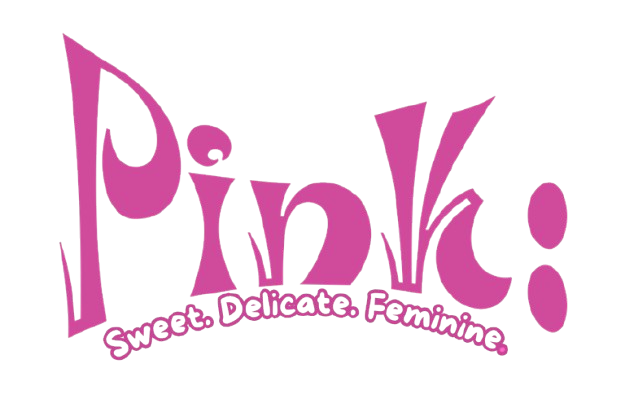 Pink logo with stylized text that says "Pink!" and the tagline "Sweet. Delicate. Feminine."