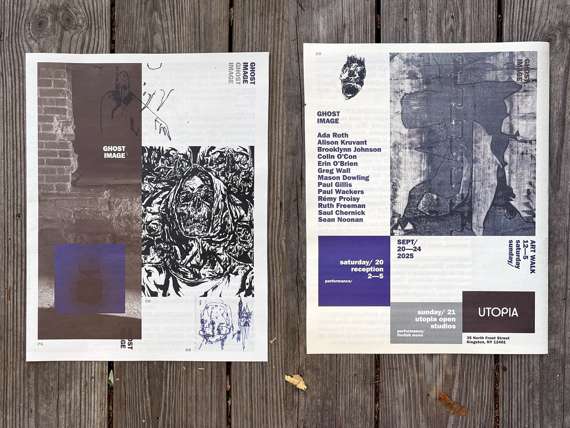  Ghost Image Newspaper  Developed a newspaper-format exhibition supplement for “Ghost Image”, expanding the show through interviews, illustrations, and narrative ephemera. The publication was both a guide and keepsake, extending the exhibition’s atmo
