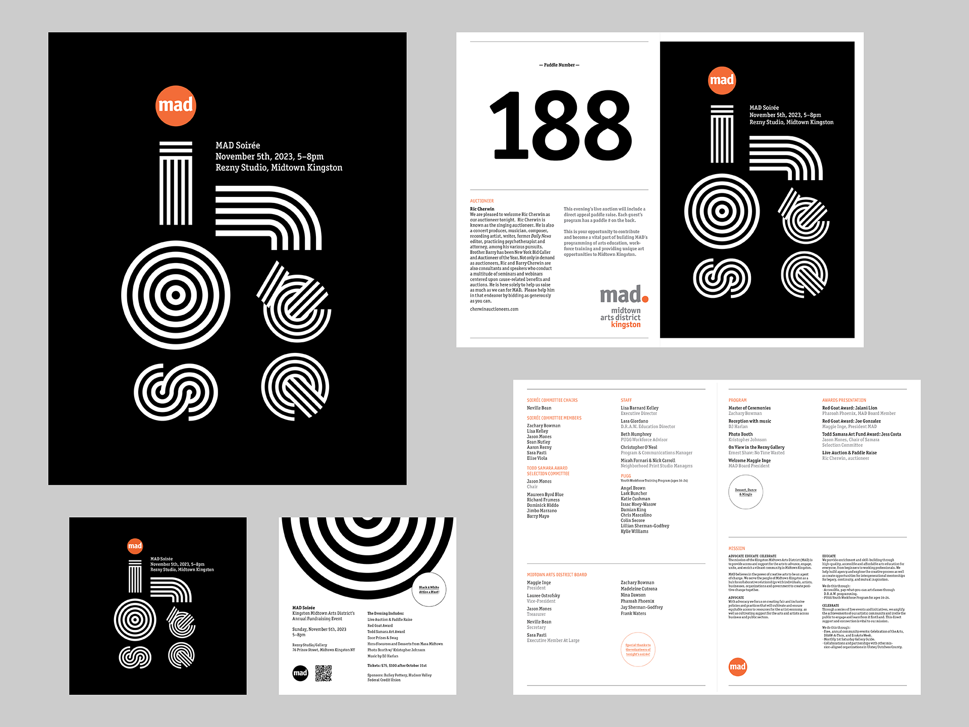  MAD Soireé  Designed a multi-platform campaign for the Midtown Kingston Arts District’s annual fundraiser, extending across print, web, social media, and environmental graphics. The event served as the kickoff to MAD’s year-end campaign, helping dri