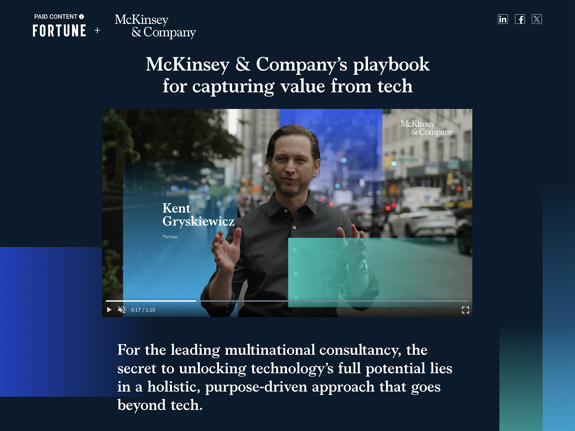  Rewire the Future  Created an immersive editorial website that translated McKinsey’s vision for transformation into a compelling digital experience, extending the reach of its thought leadership and engaging Fortune’s global business audience.  Art 