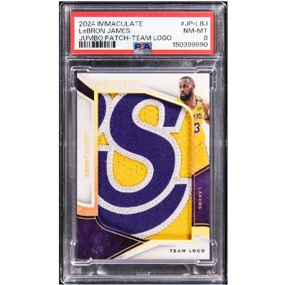 2024-25 Panini Jumbo Patch Team Logo Lebron James (#4/4) - PSA NM-MT 8 - Pop 2