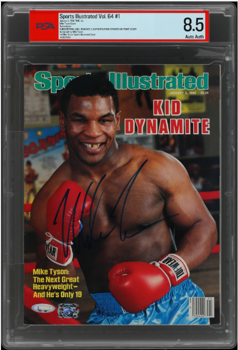 Jan. 6 1986 Sports Illustrated Mike Tyson SIGNED 1st Cover (Subscription) - PSA 8.5, 