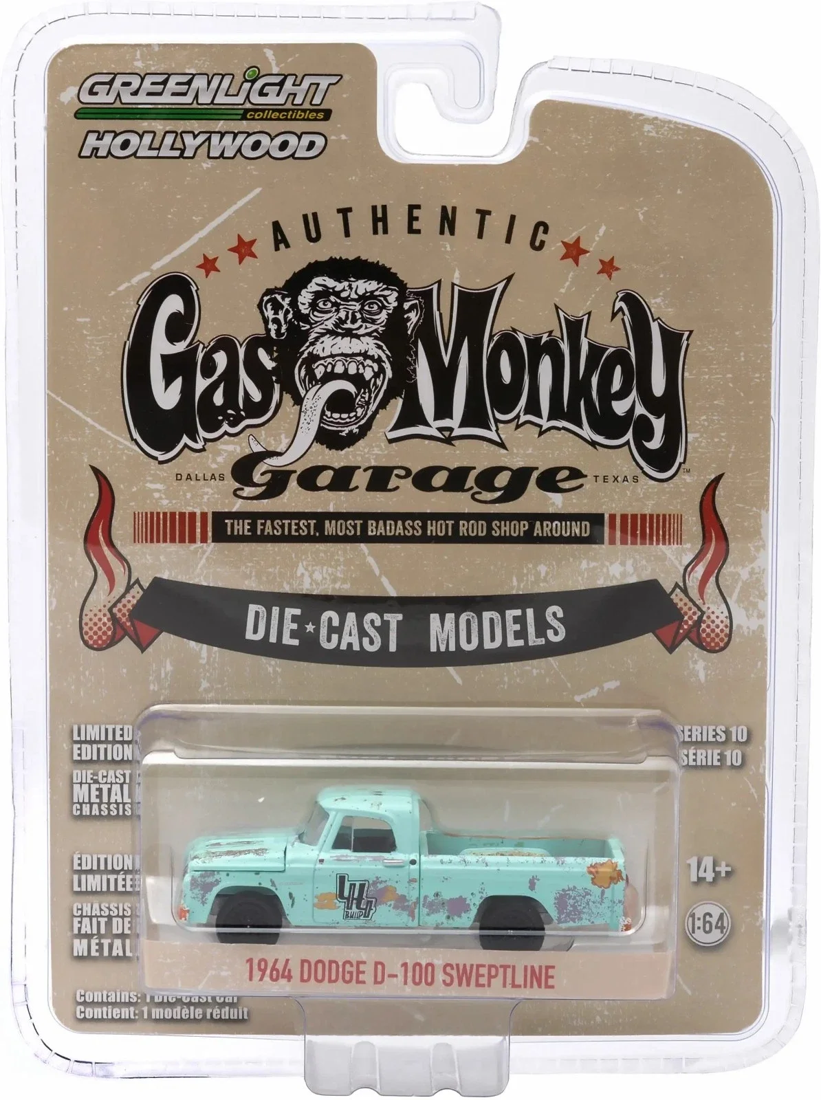 Greenlight 1:64 Gas Monkey Garage 1964 Dodge D-100 Sweptline Diecast Car 