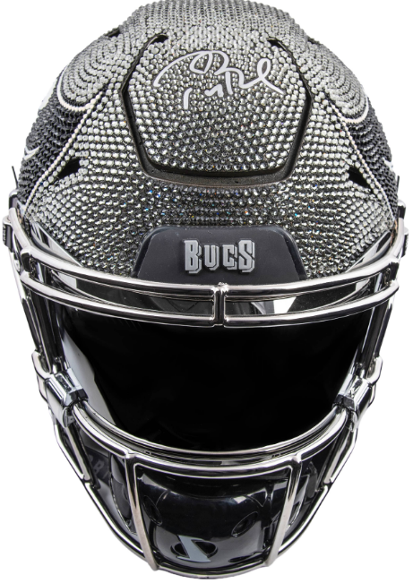 Tom Brady Signed Swarovski Crystal Ripped Tampa Bay Buccaneers Riddell SpeedFlex Full-Size Helmet - GOAT Authentics LOA, Crystal Visions COA, Fanatics