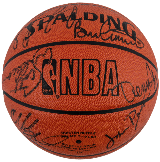 1990-91 NBA Champion Chicago Bulls Multi-Signed Basketball (11 Signatures) - Featuring Michael Jordan, Scottie Pippen - Beckett LOA