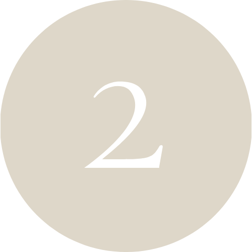 A beige circular icon with the number "2" in white in the center.