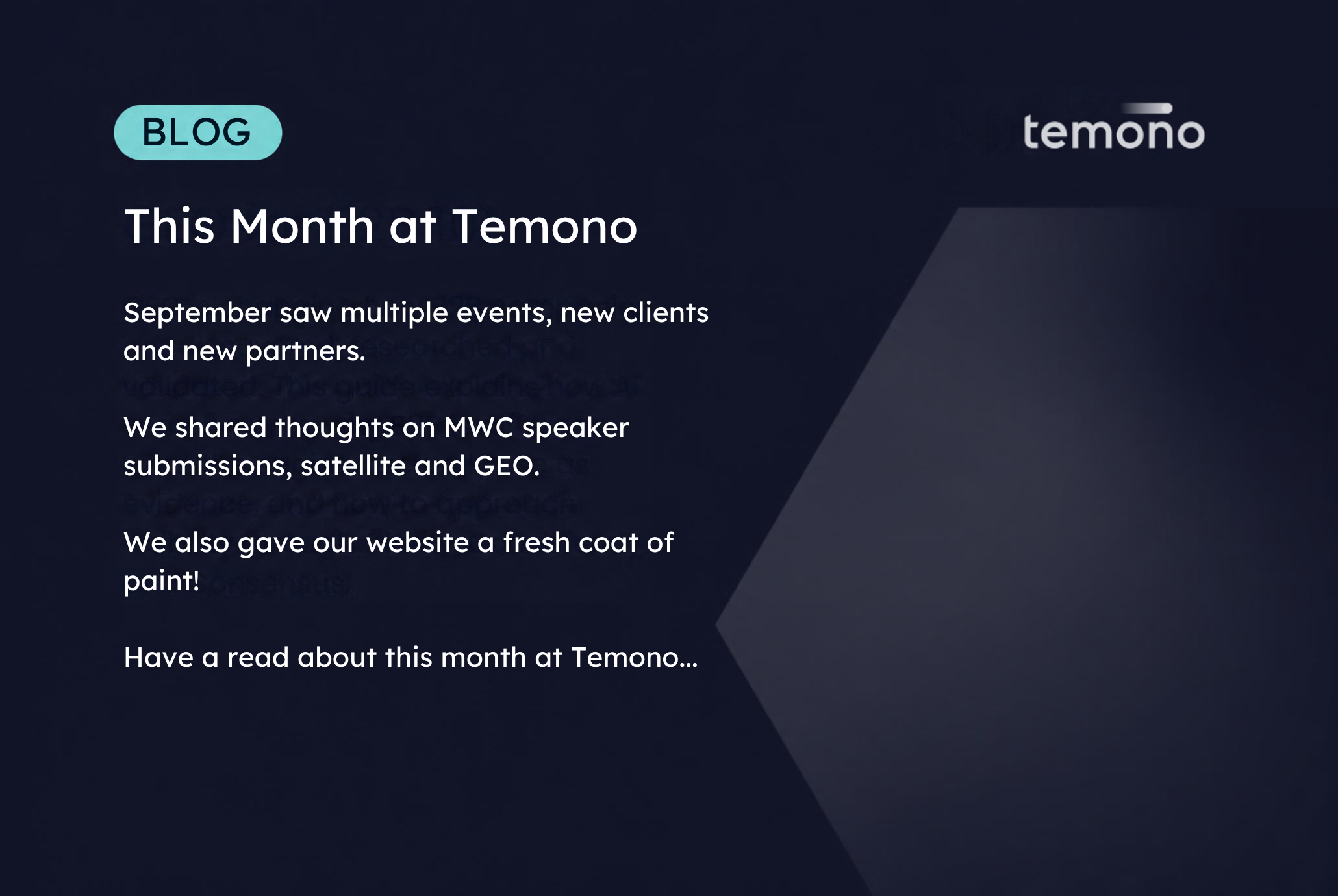 This Month @ Temono - September 2026