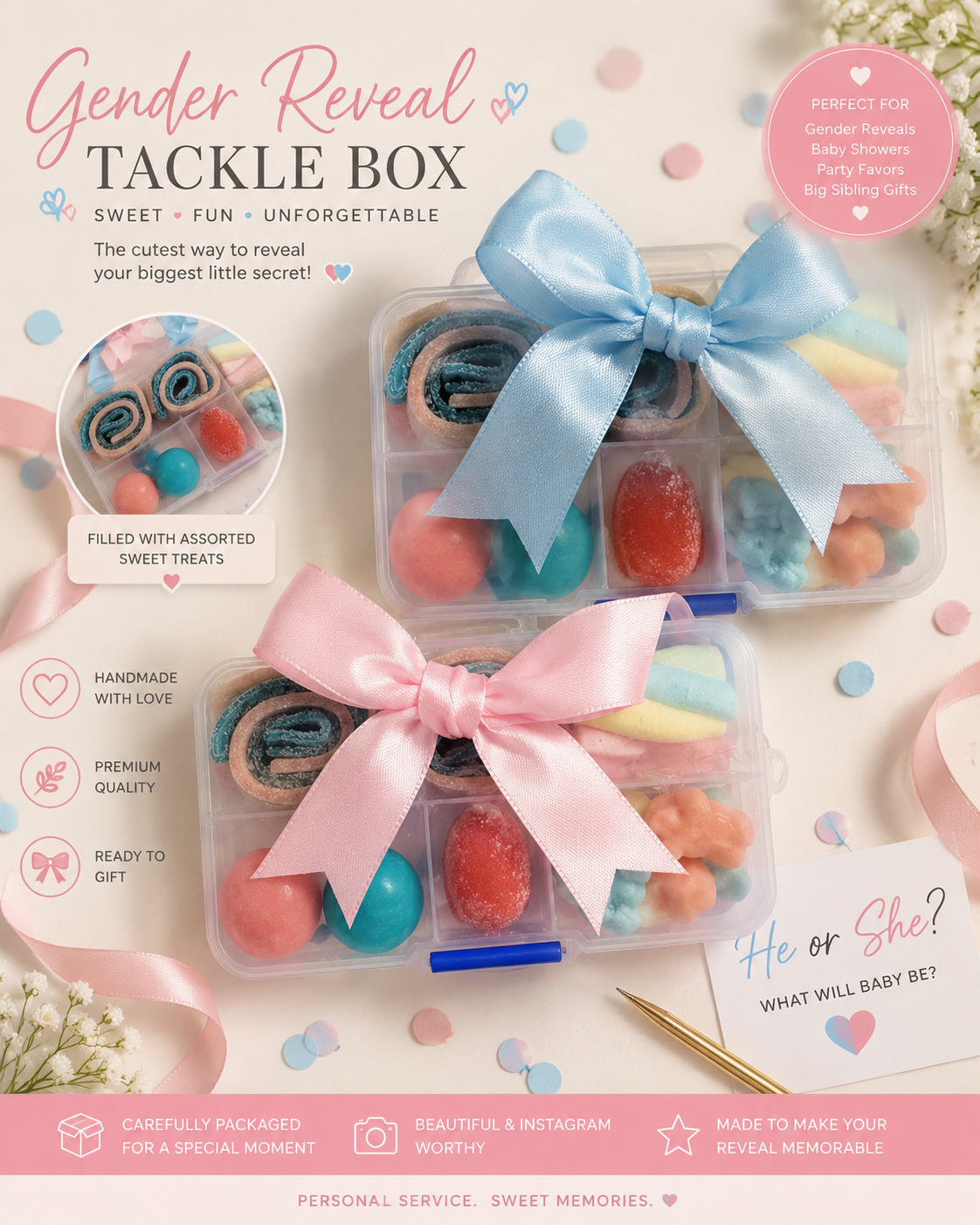 Gender Reveal Candy Tackle Box