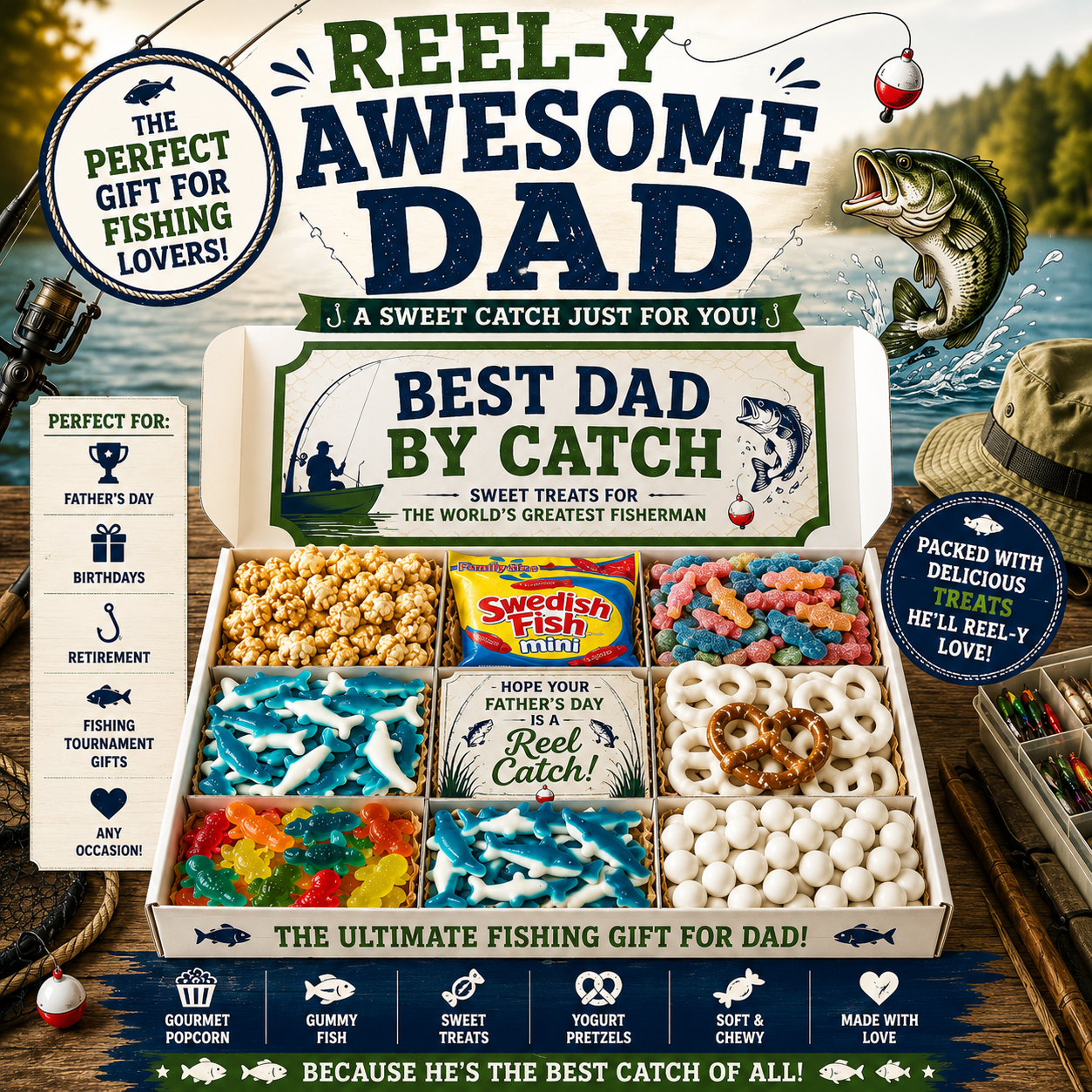 🎣 Best Dad By Catch Fishing Candy Gift Box