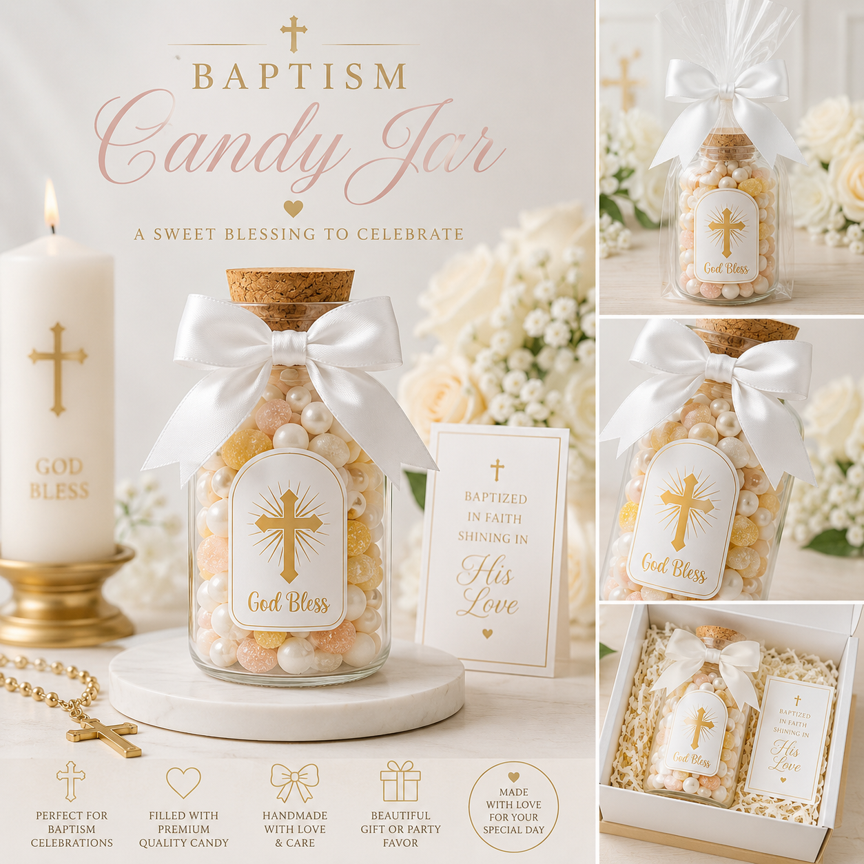 Baptism Candy Jars | Religious Party Favors & Keepsake Gifts