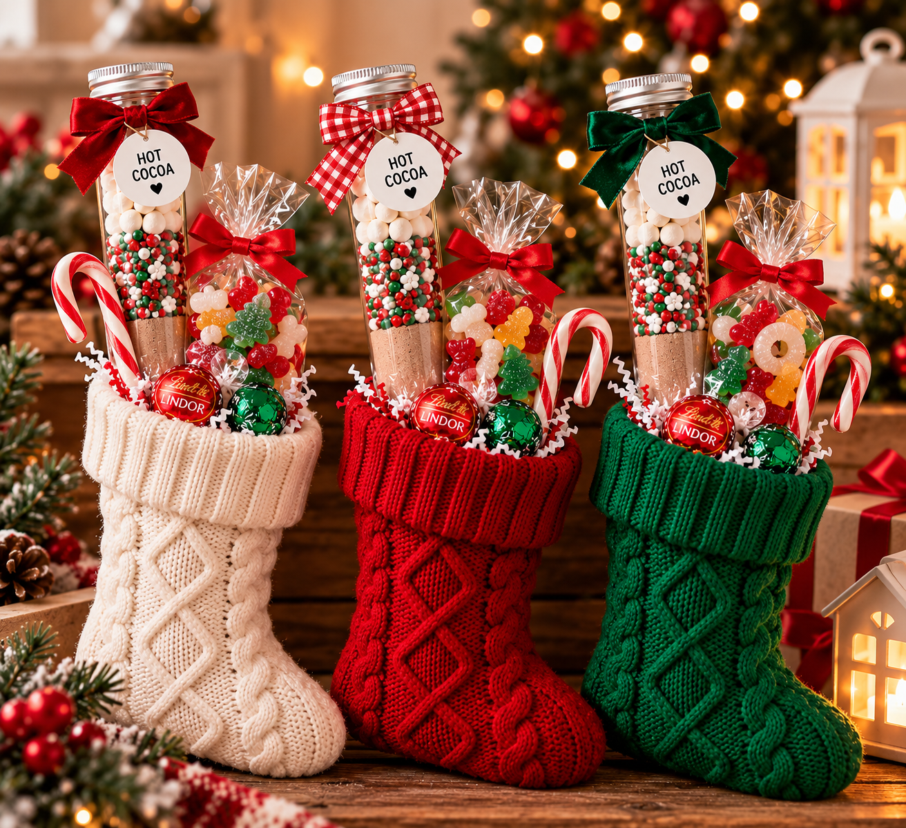 Mini Christmas Candy Stocking Gift Set | Hot Cocoa & Holiday Treats