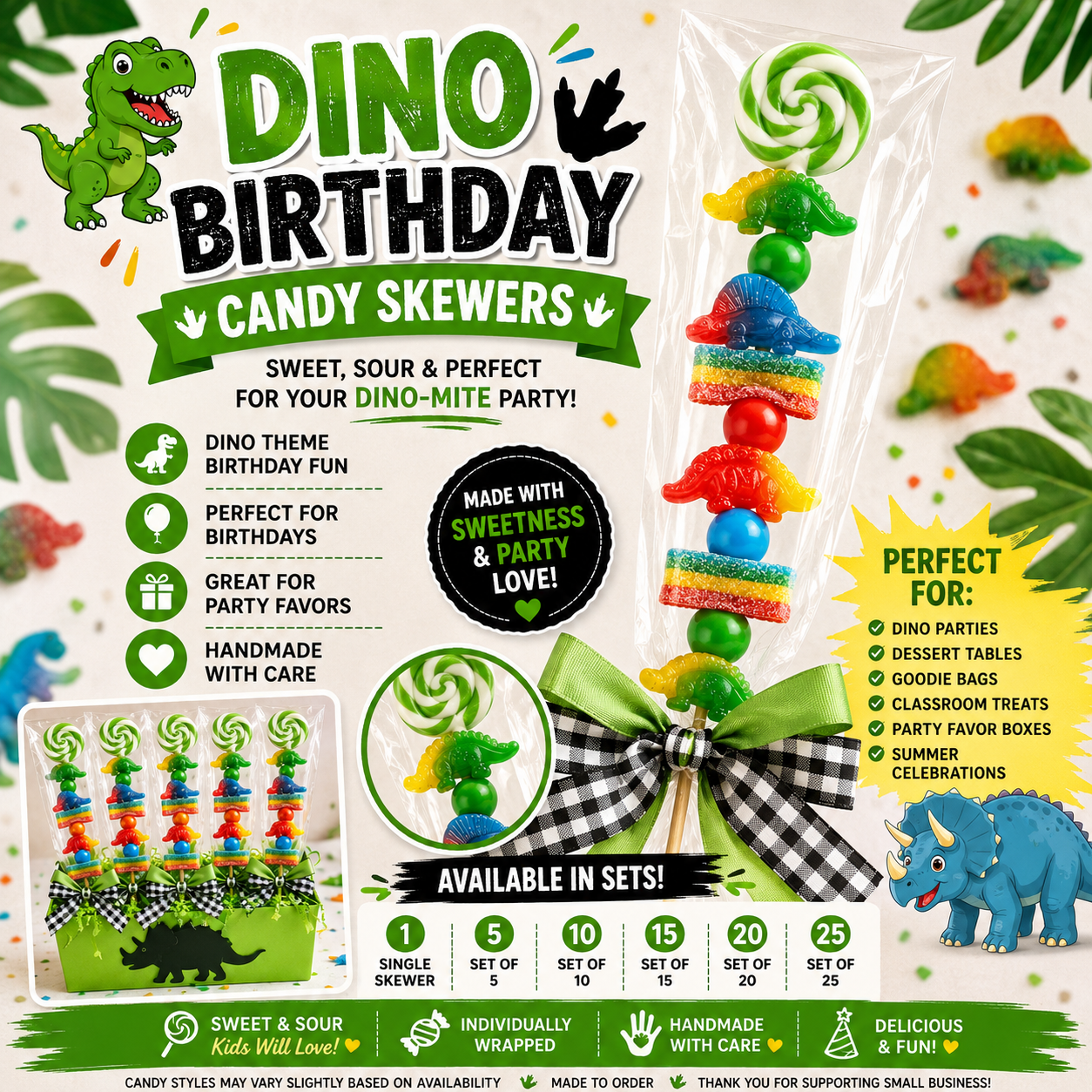 Dino Birthday Candy Skewers