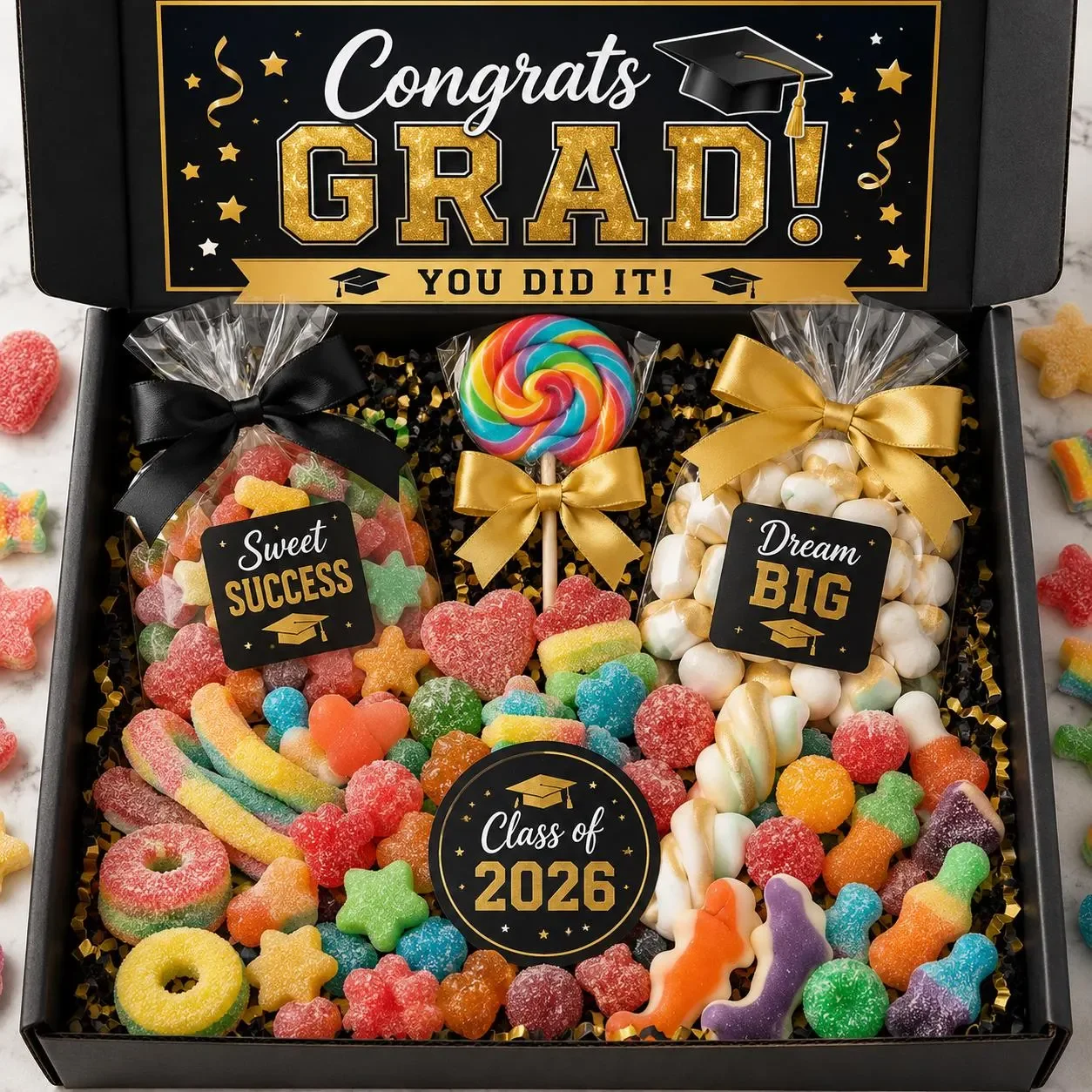 Graduation Candy Gift Box, Class of 2026 Candy Box, Congrats Grad Gift, Graduation Treat Box, Senior Graduation Gift, Sweet Graduation Gift Box