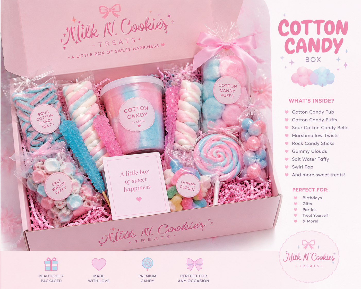 Cotton Candy Candy Box, Pastel Candy Gift Box, Aesthetic Sweet Treat Box, Candy Lover Gift, Pink Candy Box, Boutique Candy Box