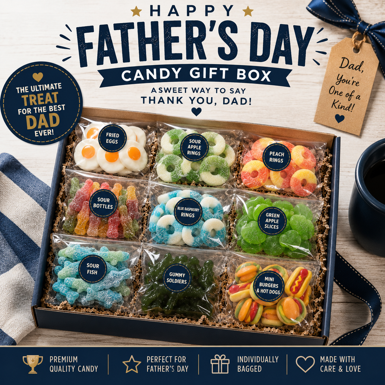 Father’s Day Candy Gift Box, Candy Box for Dad, Father’s Day Treat Box, Dad Candy Gift, Gourmet Candy Box, Sweet Gift for Him
