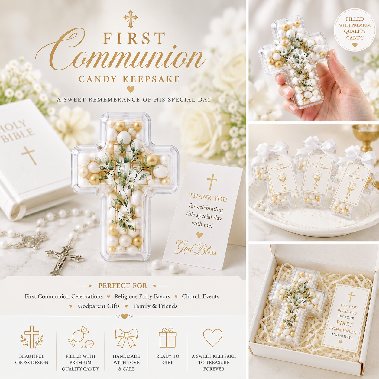 First Communion Cross Favor Boxes | Religious Party Favors & Keepsakes