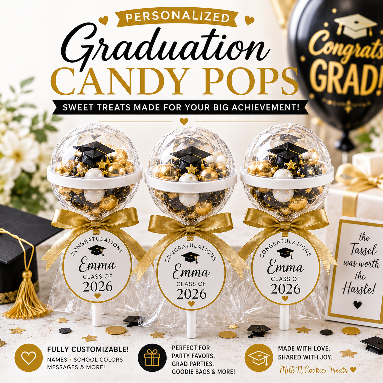 Personalized Graduation Candy Pops | Graduation Party Favors