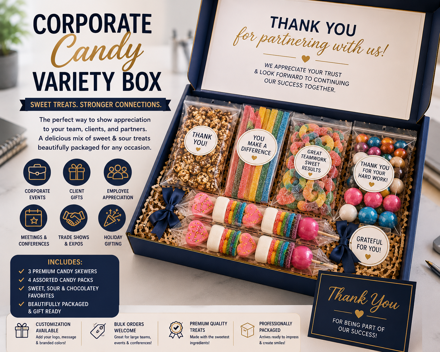 Corporate Candy Variety Box, Employee Appreciation Gift Box, Client Thank You Gift, Corporate Candy Gift Basket, Business Gift Box