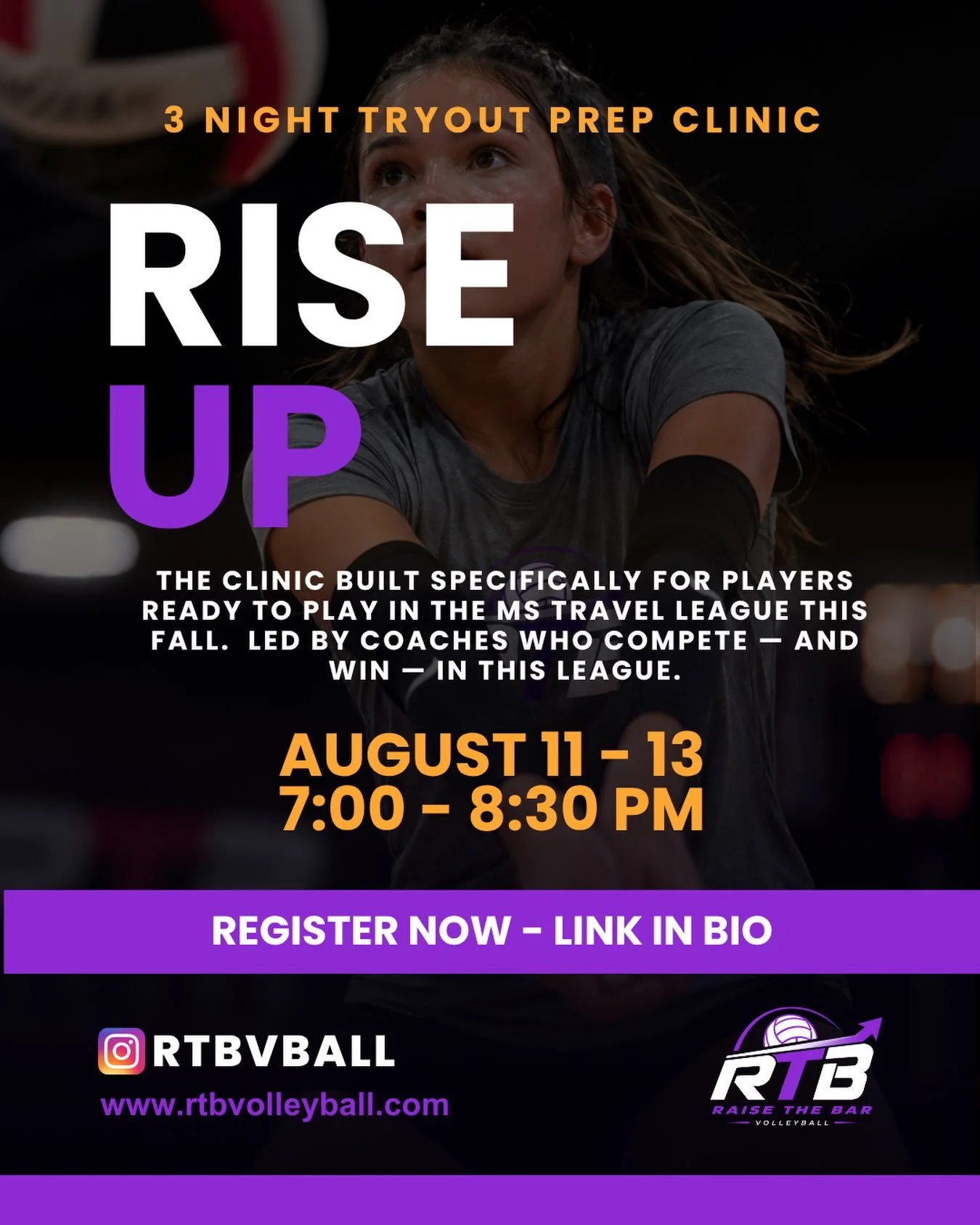 If you&rsquo;re a rising 6th, 7th, or 8th grader planning to try out with one of the local youth sports organizations competing in the Dave Lacey Travel League this fall &mdash; this clinic was built for you.

Rise Up is a 3-night intensive clinic de