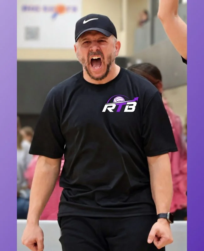 Danny Zambito, RTB Volleyball founder and head coach, leading from the sideline during a volleyball match in Northern Virginia