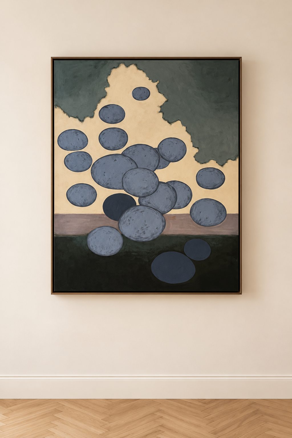 Abstract Blue Stone Composition in Gallery.png
