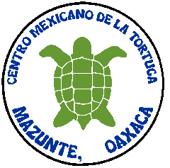 Logo of the Mexican Turtle Center in Mazunte, Oaxaca, featuring a green turtle and blue circular text.