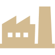 Icon of a factory building with a chimney