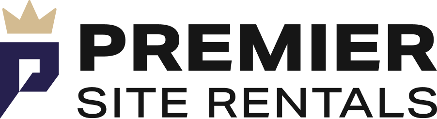 Premier Site Rentals logo with a purple house and a gold crown on top.
