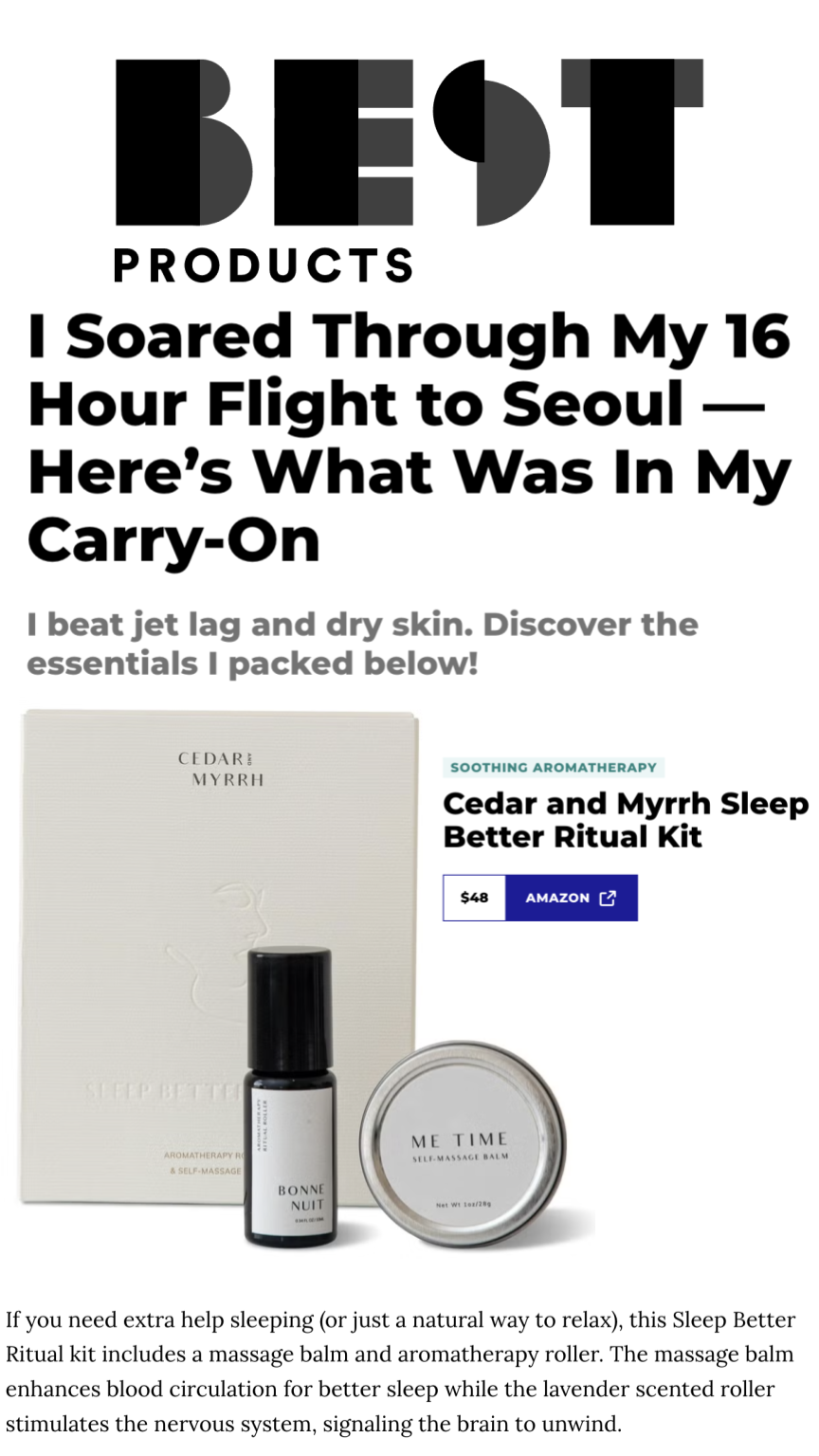 Cedar & Myrrh's Sleep Better Ritual Kit is named one of the best products for travel