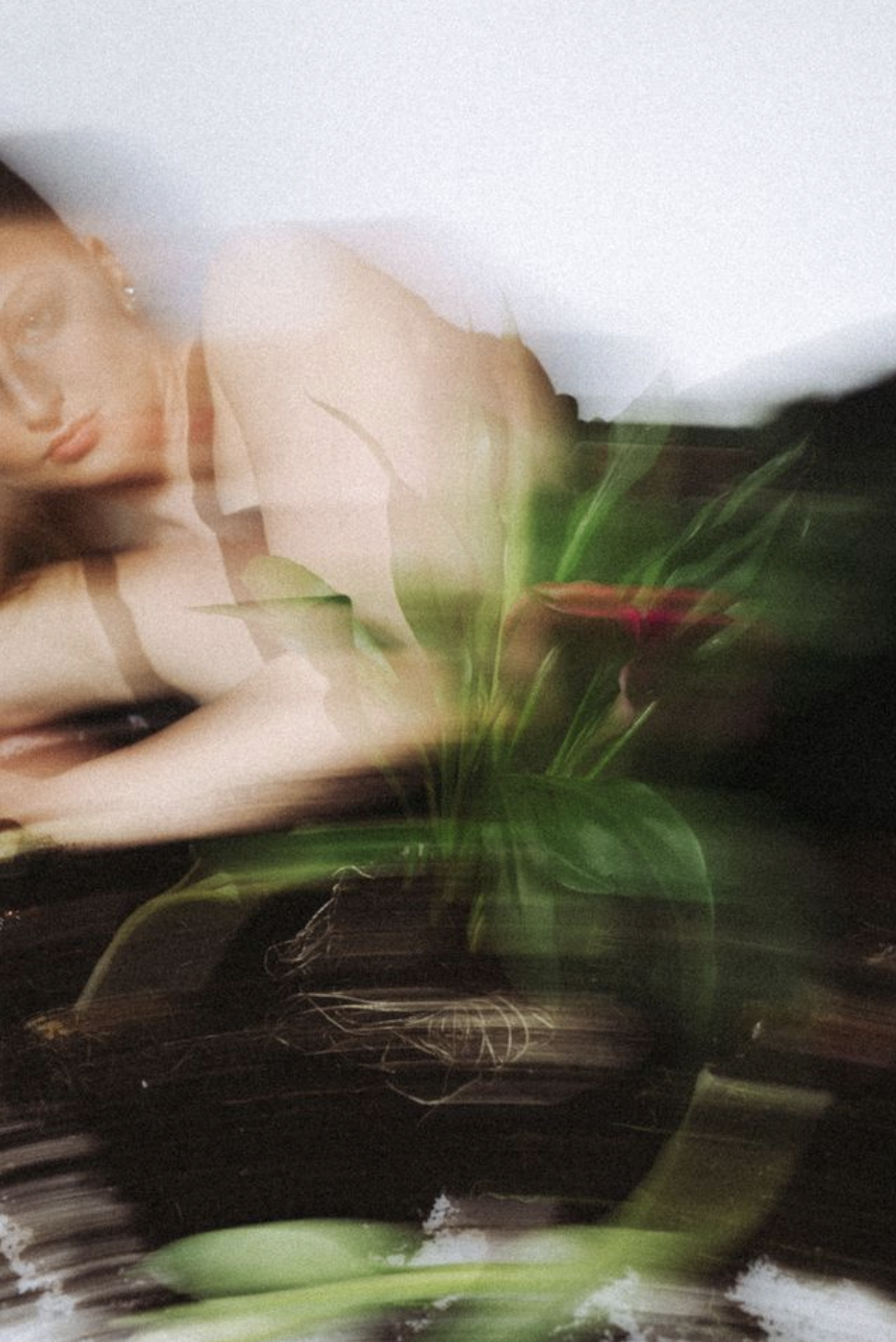 model in dirt with blurry aesthetic 2