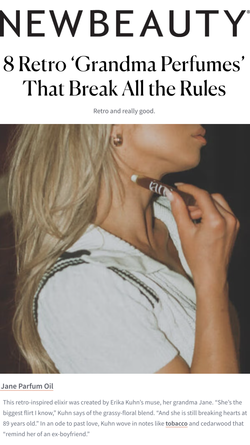 NewBeauty calls Jane Parfum Oil a retro 'grandma perfume' that breaks all the rules