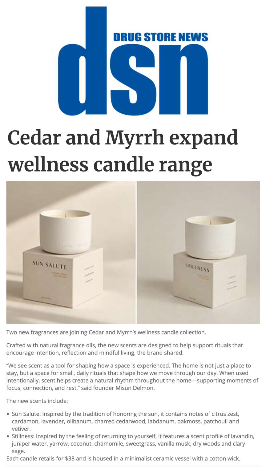 Drug Store News announces Cedar & Myrrh's highly anticipated wellness candle launch