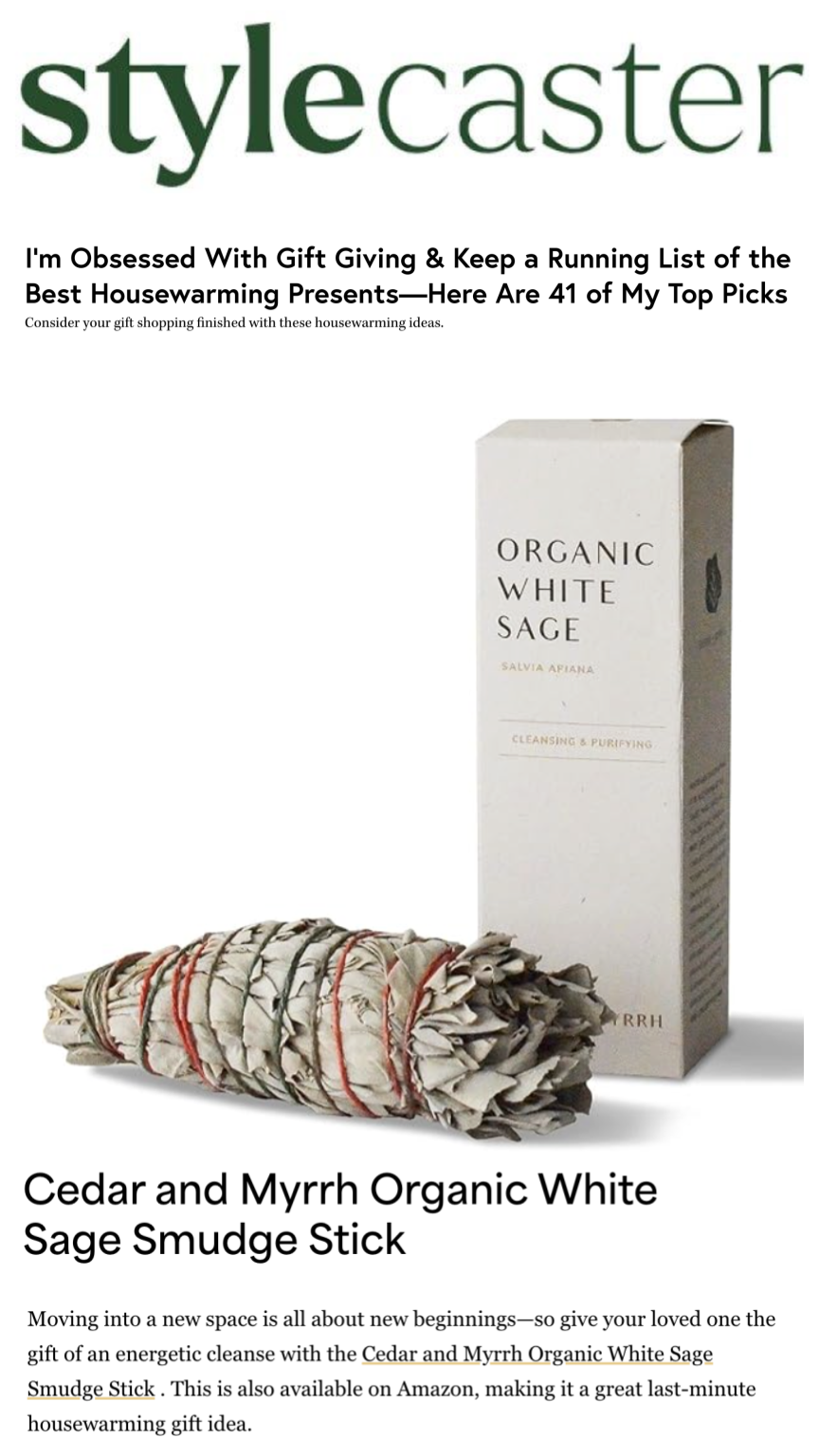 Cedar & Myrrh's Organic White Sage is named one of the best housewarming gifts of the year