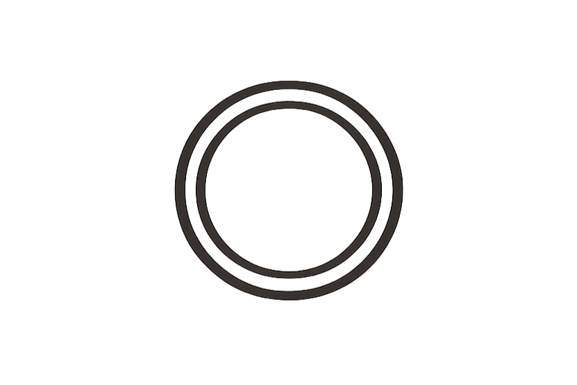 Close-up of a black rubber O-ring seal on a metal surface.