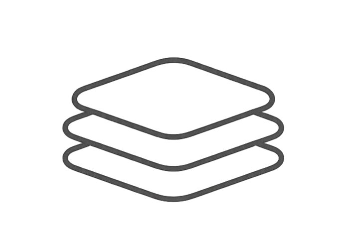 Three black rubber bands stacked on top of each other.