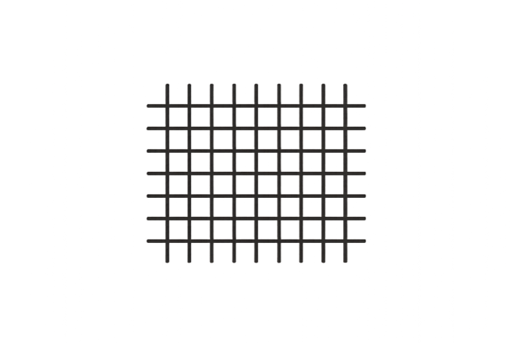 A diagram of a 7x7 grid of black squares, with some symbols and numbers on the sides.