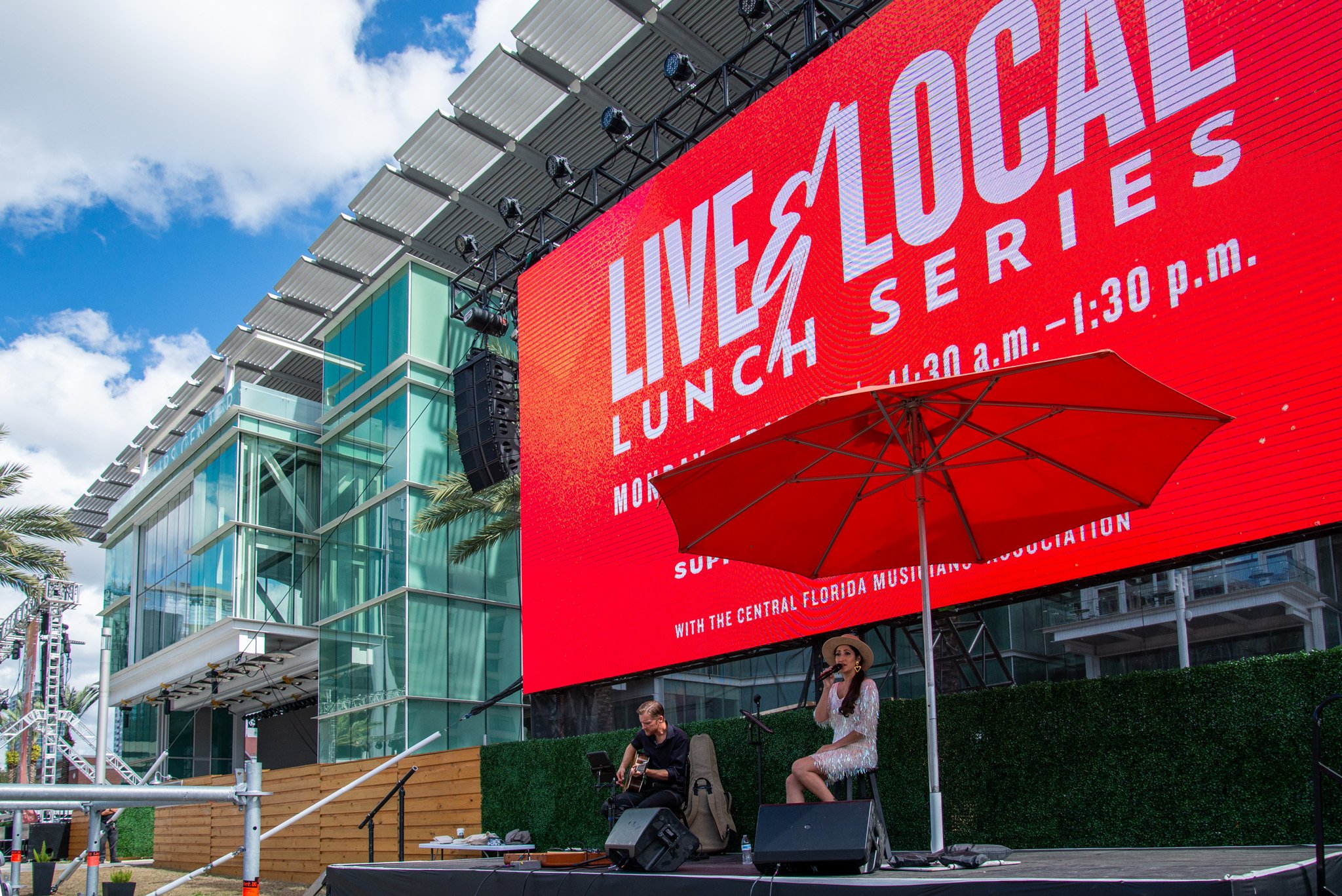 A photo of Seneff Arts Plaza during Frontyard Festival