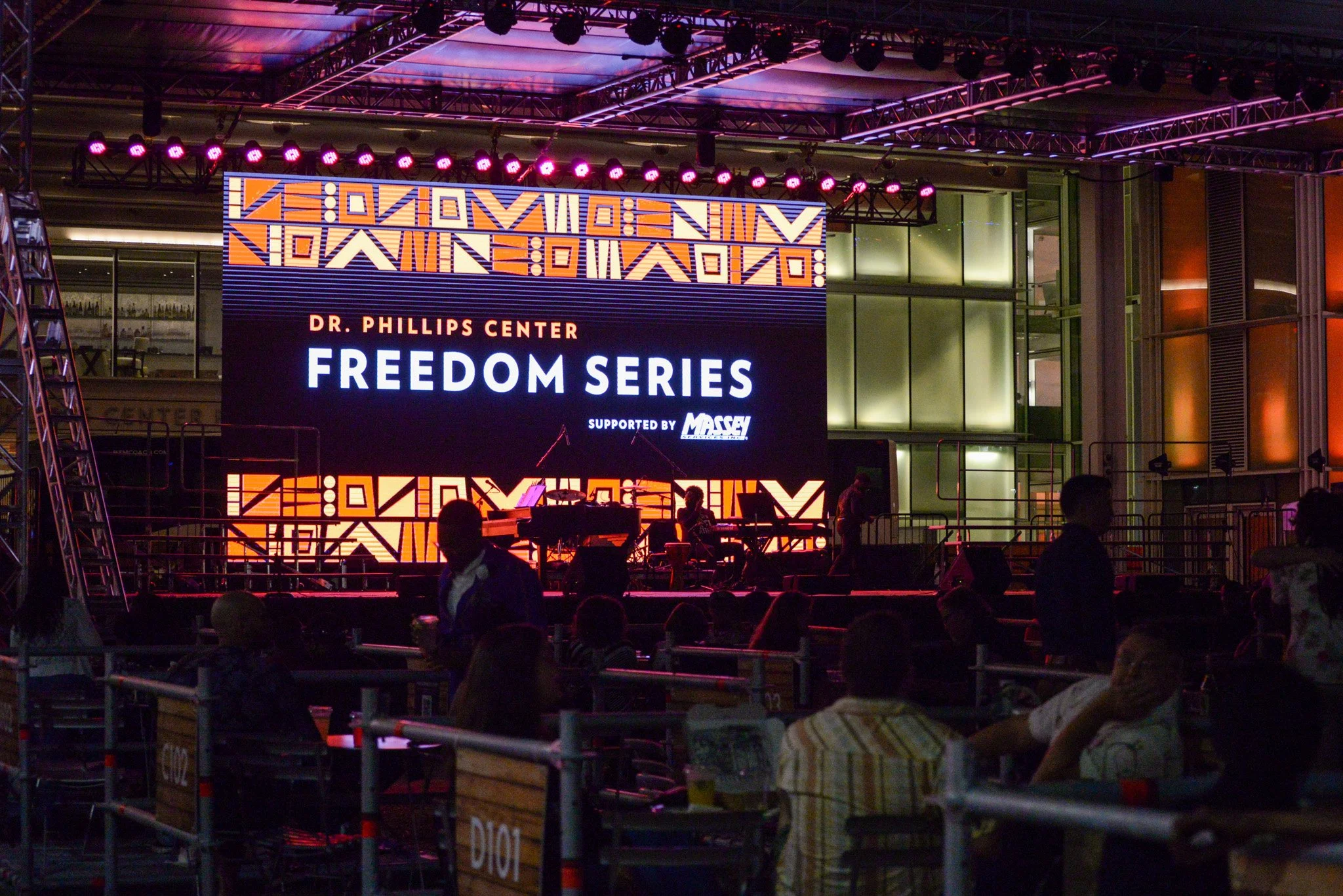 A photo of Seneff Arts Plaza during Frontyard Festival