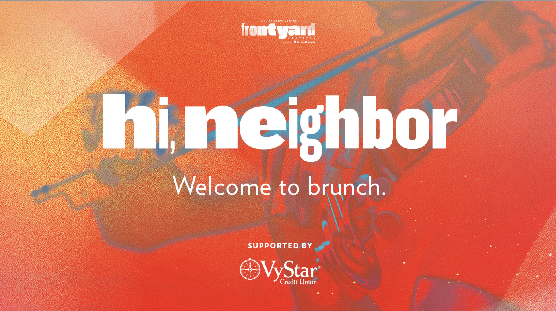 A digital screen sign for Brunch during Frontyard Festival