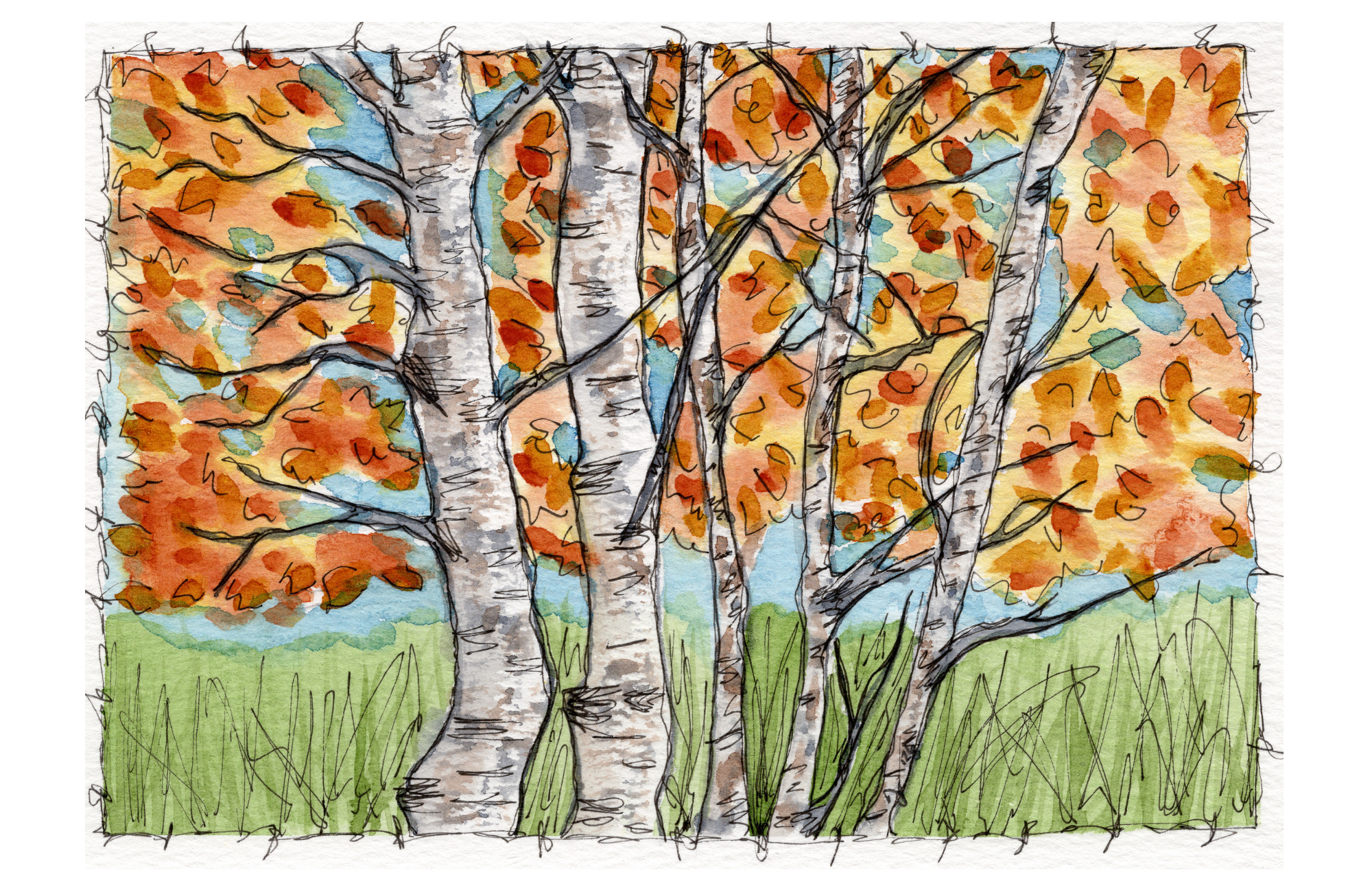 Autumn Birch Trees.png