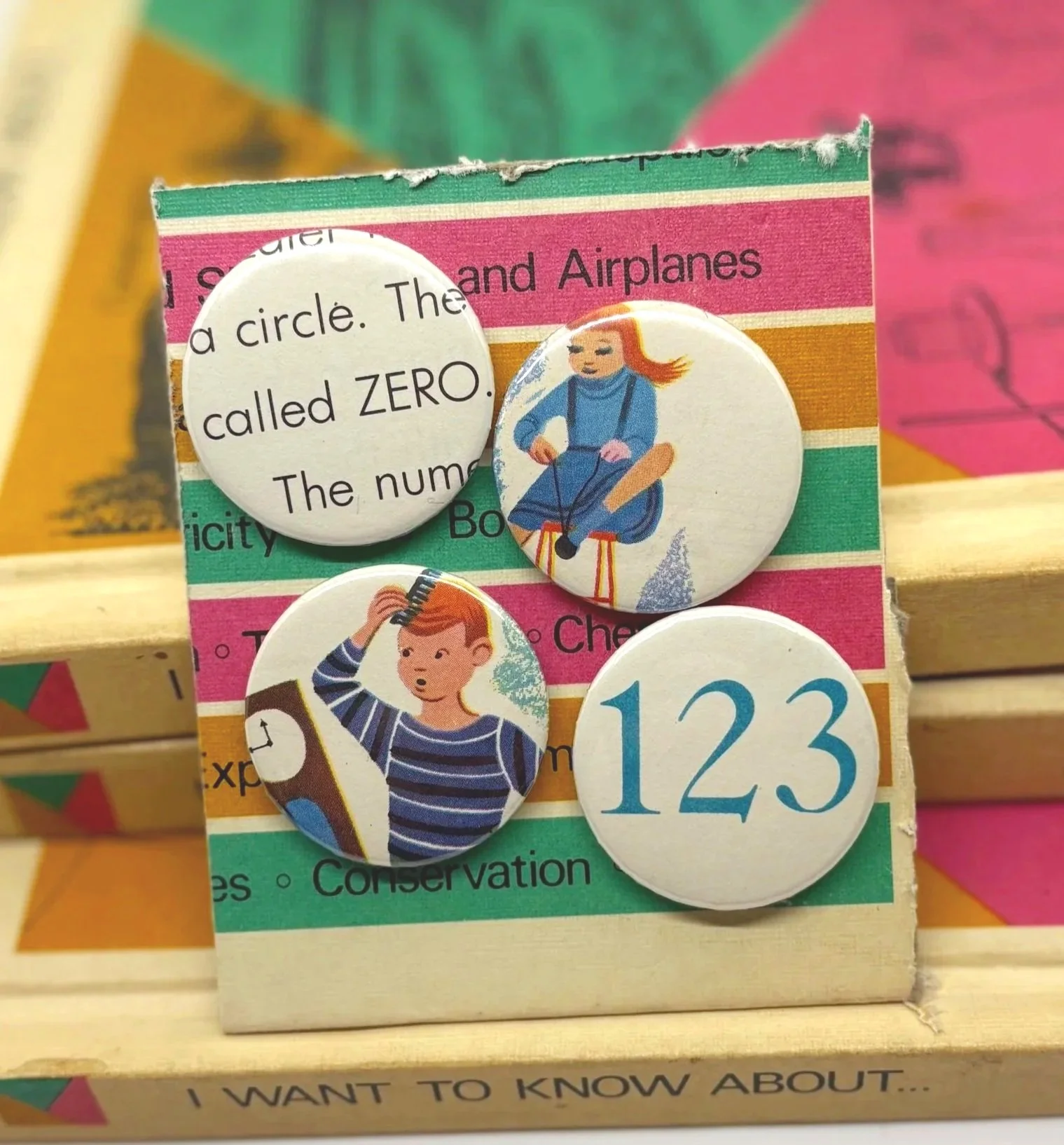 Retro Schoolhouse Upcycled Vintage Book Magnets – Set of 4 Handmade Fridge Magnets