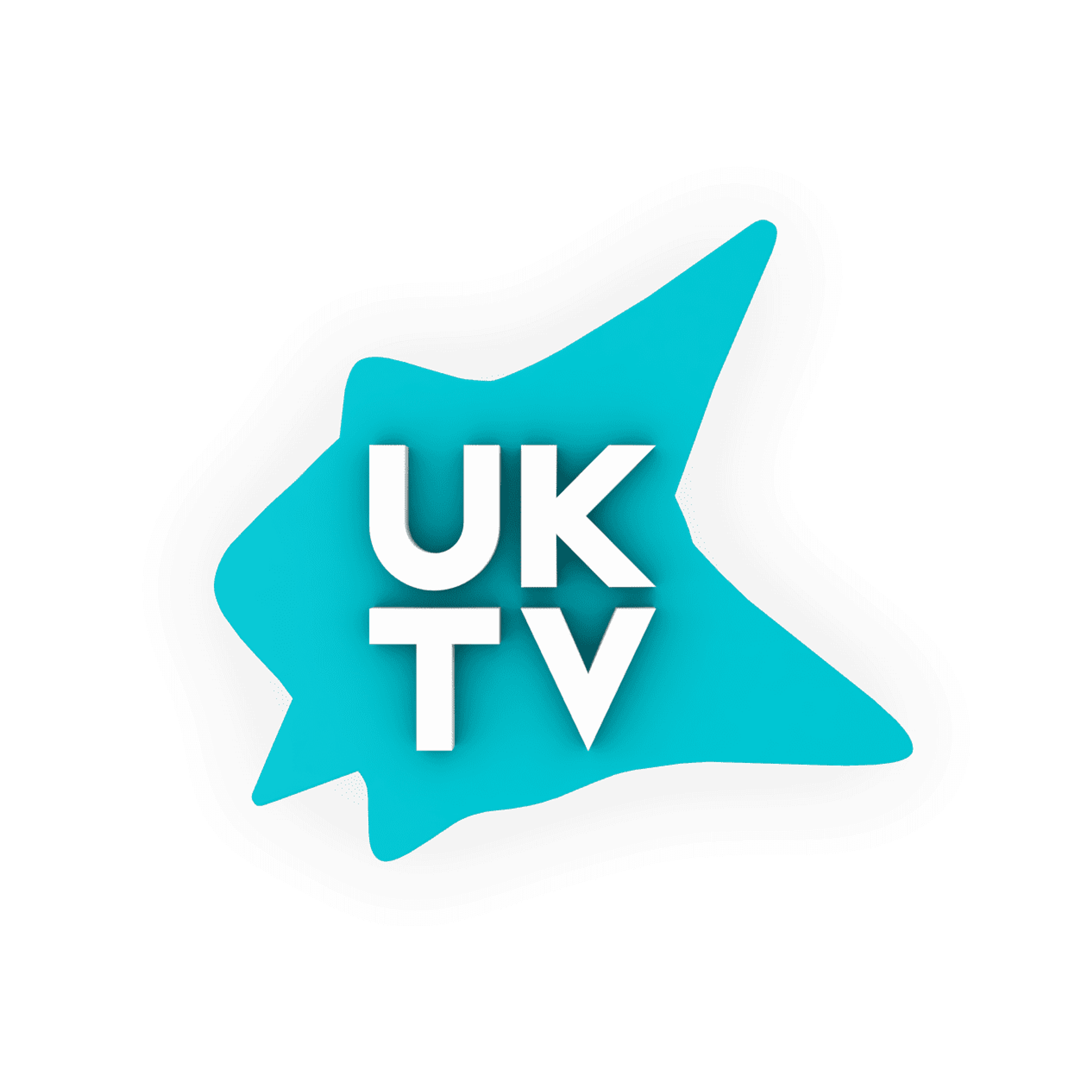 Logo for UK TV Network with blue star shape and white text 'UK TV'.