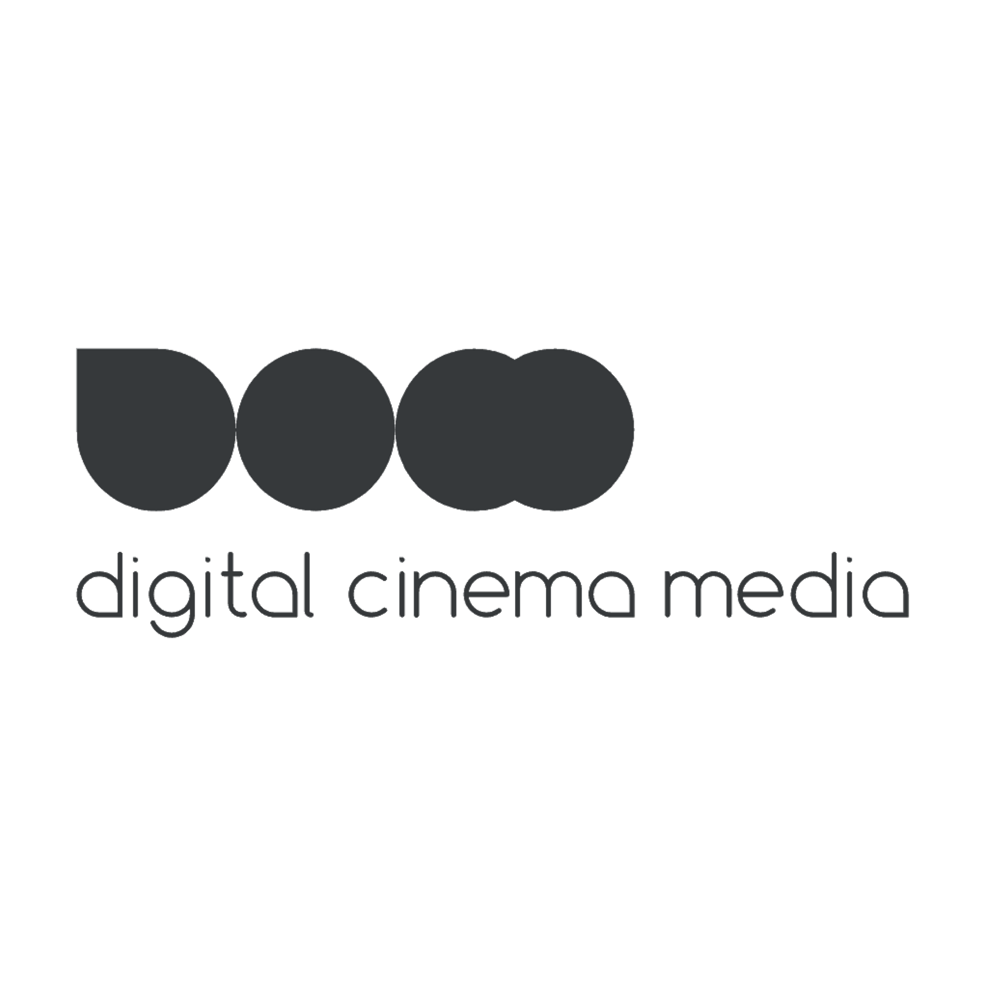 Digital Cinema Media logo with text 'digital cinema media' underneath.