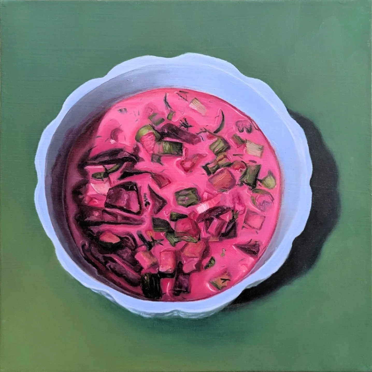 Cold Beet Soup 2025 Oil on canvas 12" x 12"