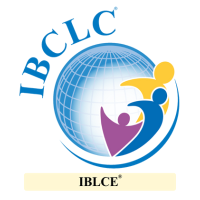 Logo des International Business and Life Coach Experten (IBLCE), das einen Globus mit zwei stilisierten Figuren in verschiedenen Farben zeigt, mit der Abkürzung IBCLC und einem gelben Banner mit der Aufschrift 'IBLCE'.
