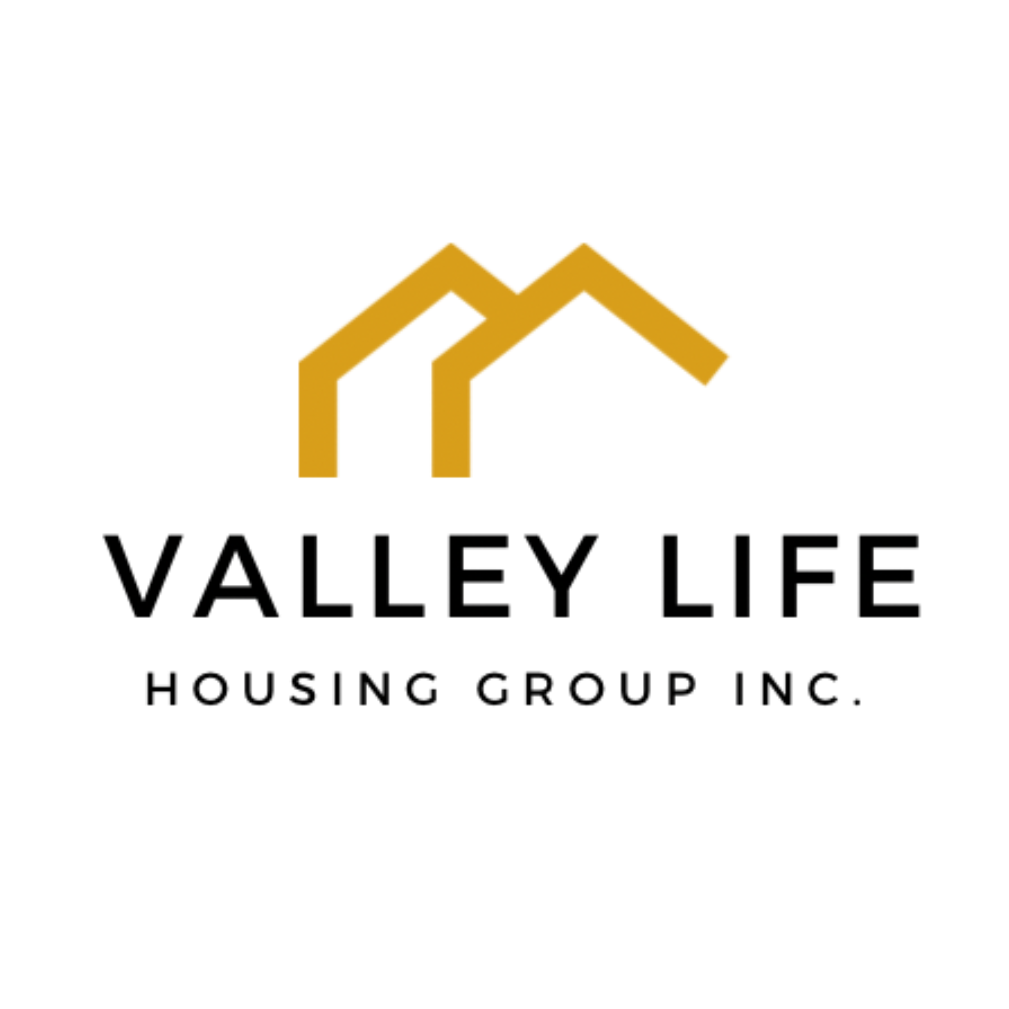 Logo of Valley Life Housing Group Inc., featuring a gold mountain outline and the company's name in black text.