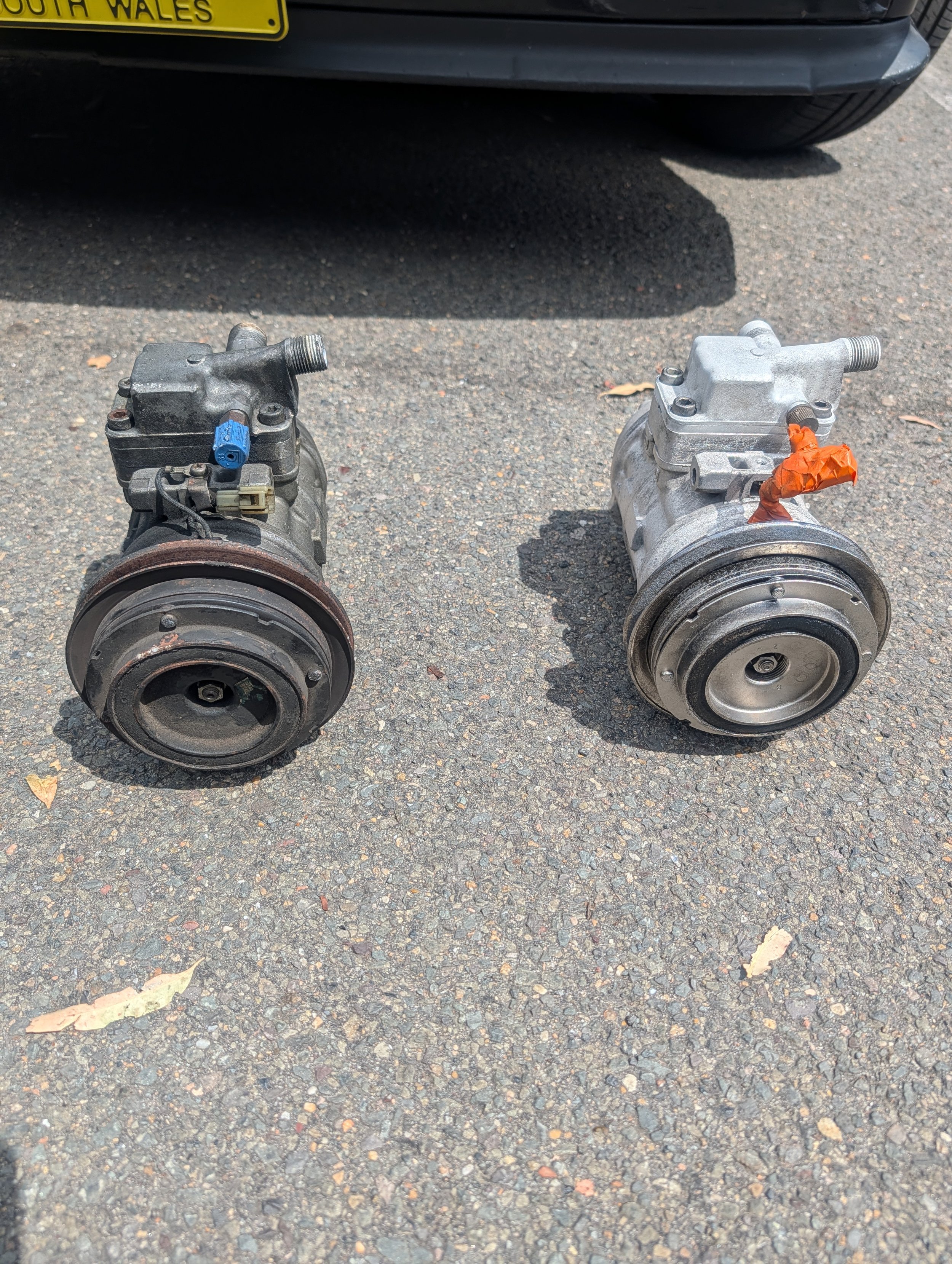 Laser cleaning automotive aircon unit rust removal before and after at Visions Customs Castle Hill: Before/After