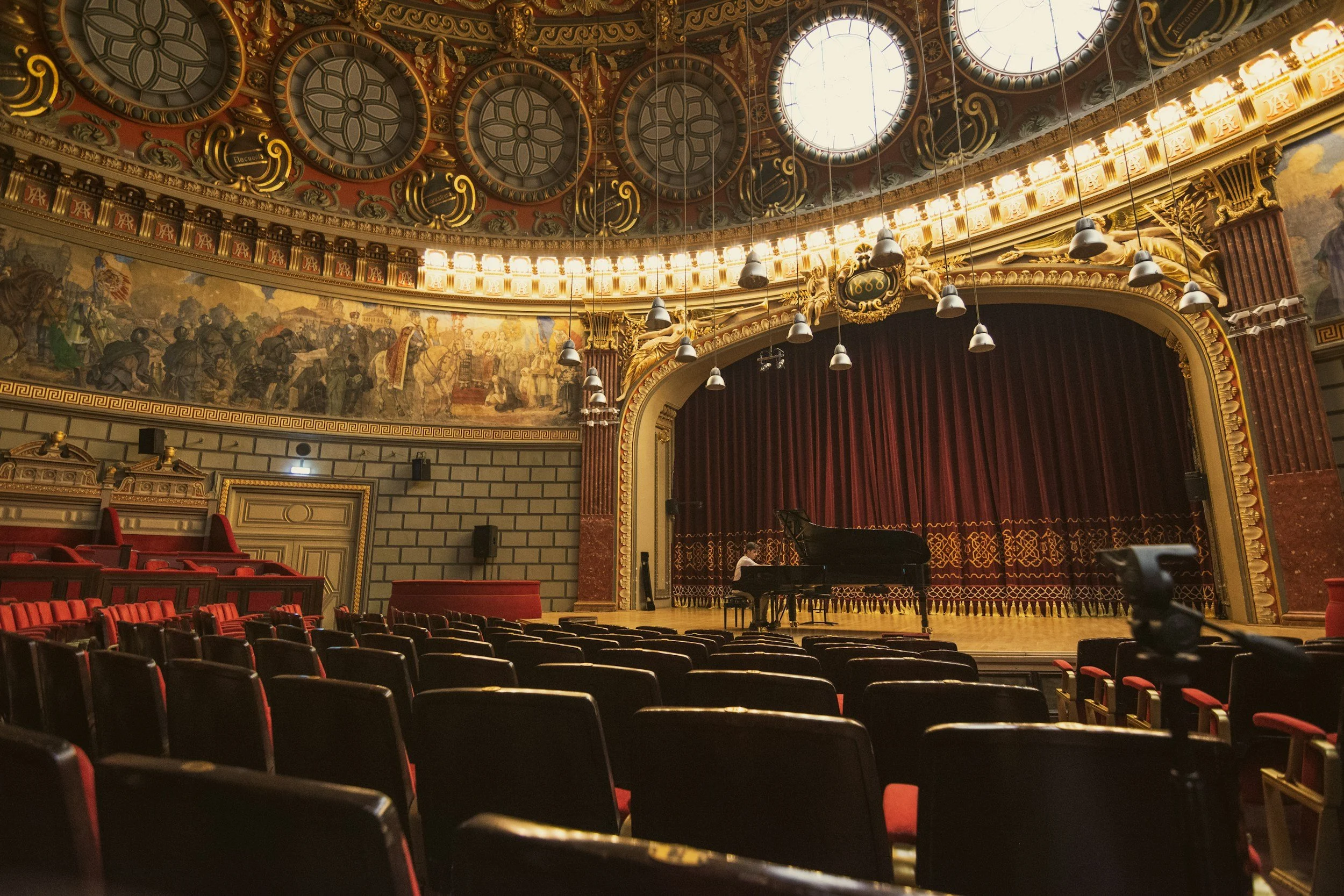 Concert hall stage viewed from the audience
