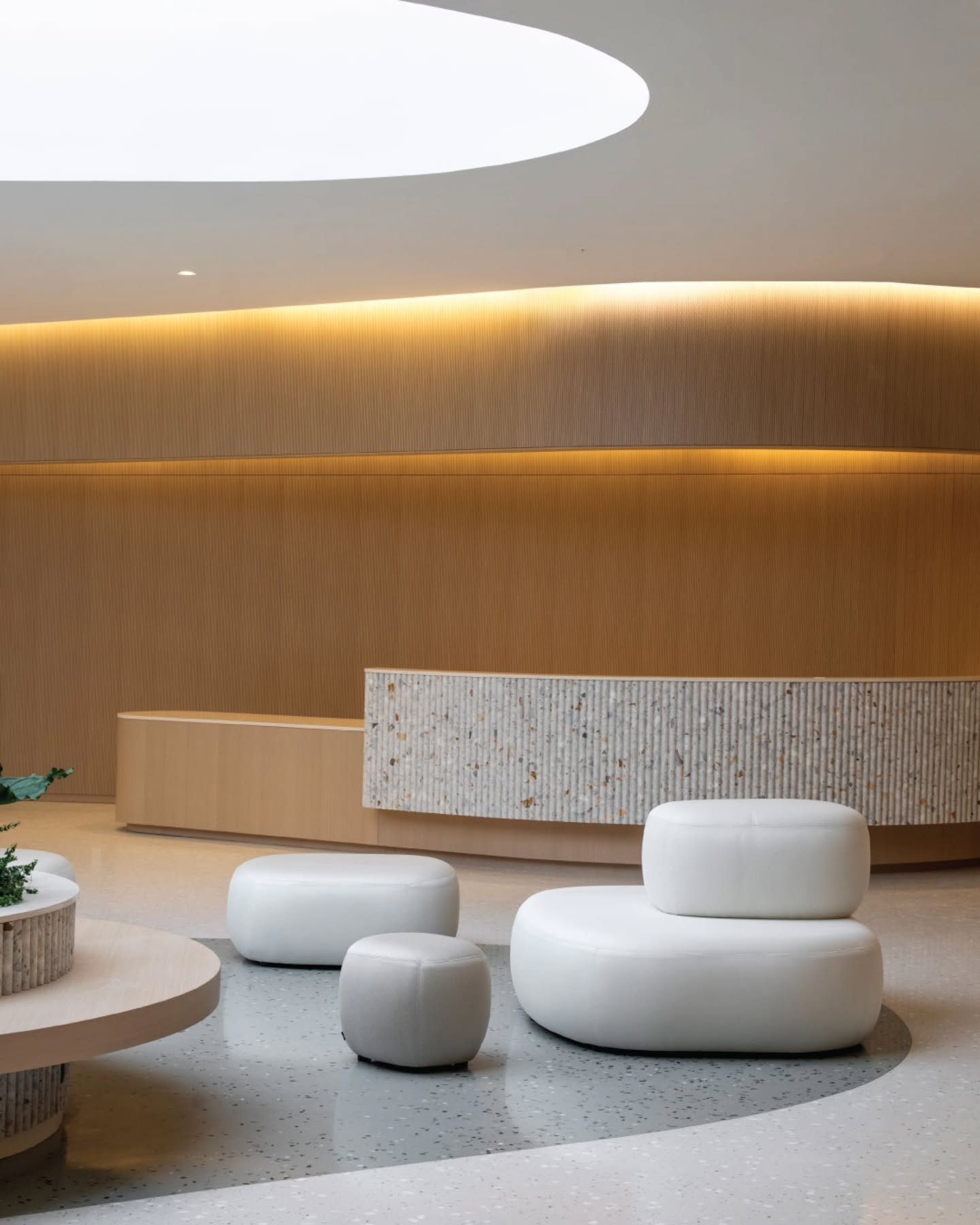 Inspired by the architectural typologies of Coral Gables, the 2701 Le Jeune Rd lobby reinterprets the lush jardin as a nature-inspired interior where sinuous, curving forms guide movement and dissolve what was once a segmented space. 🌿✨️

At the cen